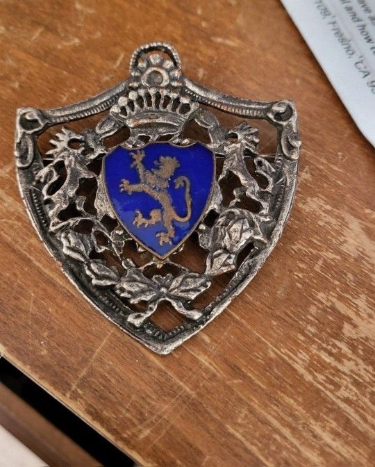 VintageVintage Blue Griffin Breast Brooch Pin Shield