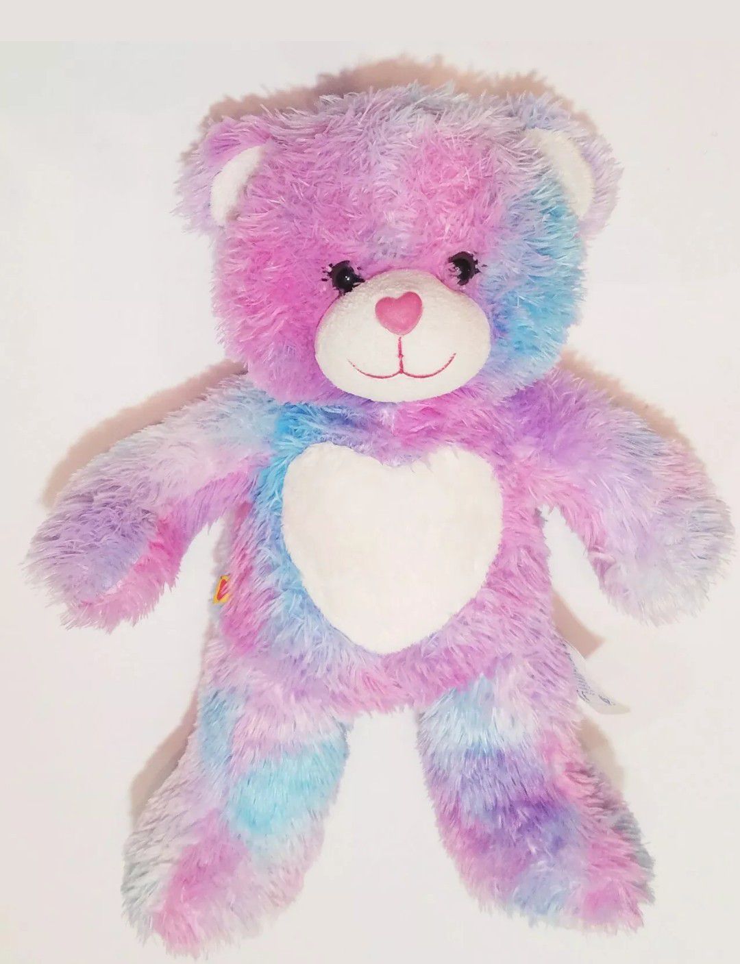 Build A Bear Endless Heart Hugs Pastel Tie Dye 16" Plush Teddy Blue Pink