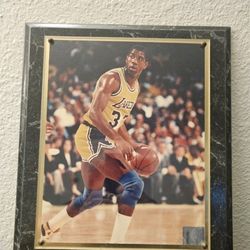 Magic Johnson Picture Plaque Vtg NBA Los Angeles LAKERS #32 