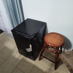 Mini Fridge And Barstool 