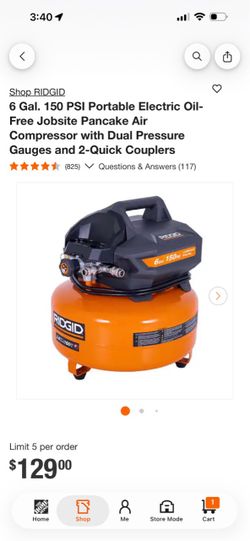 RIDGID 6 Gal. 150 PSI Pancake Air Compressor