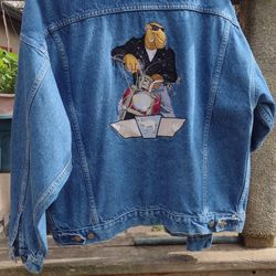Vintage 1992 Joe Camel Embroidered Blue Denim Jacket Size L Never Worn