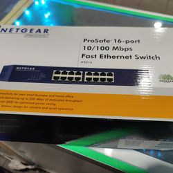 NETGEAR Prosafe 16 port Fast Ethernet switch JFS516 10/100 Mbps. NEW - Never Used 