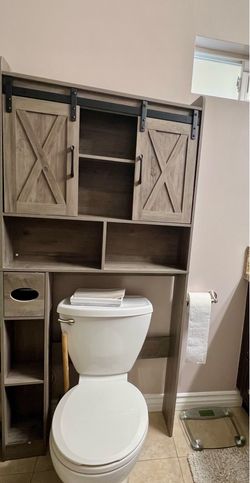 Over-The-Toilet Storage Cabinet with Toilet Paper Holder Stand