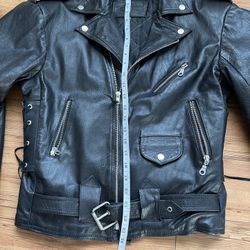 Black Leather Motorcycle biker Jacket