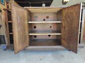 Dark Wood Entertainment Center / Media Console – Large Storage Cabinet