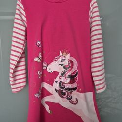Girls Hooded Unicorn Dress Size 6