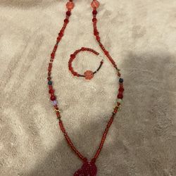Hand Beaded Necklace And Bracelet Set 