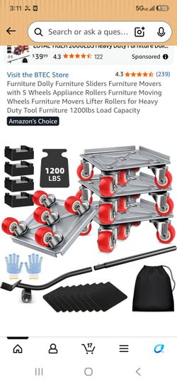 Brand New In Box Furniture Dolly Furniture Sliders with 5 Wheels