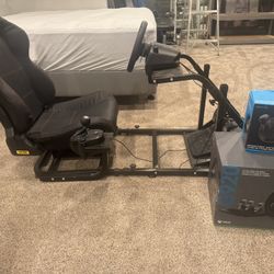 Xbox Racing Simulator Seat & Steering Wheel Logitech G920 w/ 6 speed shifter. 