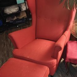 Arm Chair With Ottoman Ikea Red Great Condotion