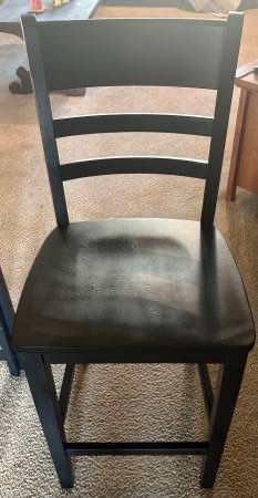 Black Ladder-Back Wood Bar Stool