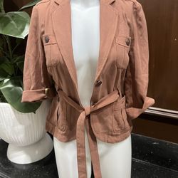 ANTHROPOLOGIE Cartonnier Button Front 3/4 Sleeve Jacket Sz 2 Women's Belted Jacket Gently preloved  Size 2