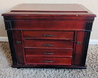 Beautiful Wooden Jewelry Box Organizer with Mirror