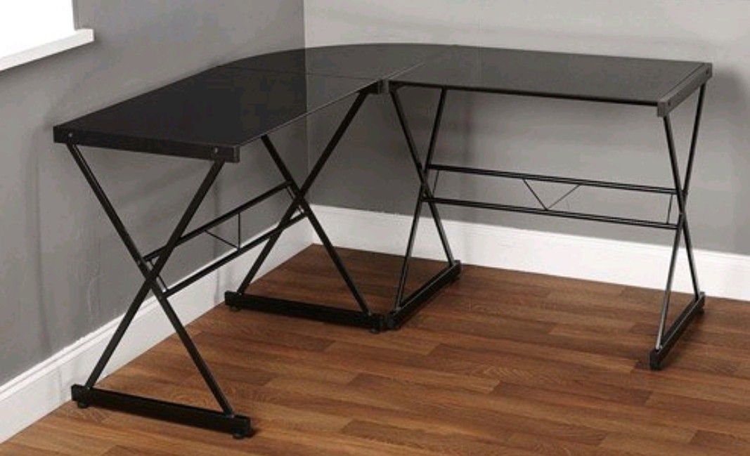 Atrium Metal and Glass L-shaped Computer Desk $75 FIRM