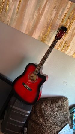 Red Burst Acoustic Cutaway Guitar