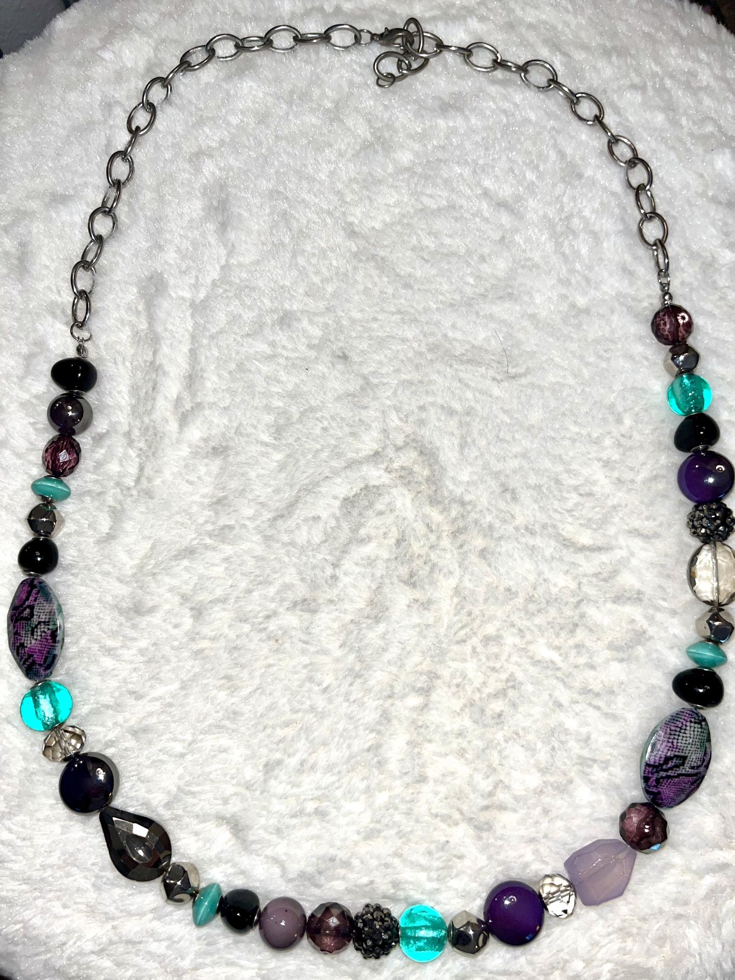 Beaded Purple And Turquoise Necklace