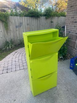 Lime Green Metal Shoe Cabinet