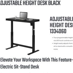 Tresanti Adjustable Standing Desk W/drawers and Tempered Glass Top - Black