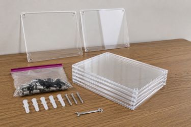 Set of 5 Clear Acrylic Floating Picture Frames with Hardware