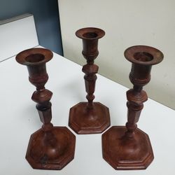 7" Brass Verdigris Candle Holders Set-3