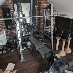 Gold's Gym Lifting Equipment And Standing Punching Bag, Dumbbells 