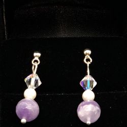 Beautiful stone Amethyst earrings & Swarovski Cristal
