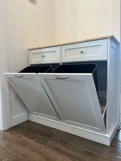 Double Trash Cabinet with Power Outlet