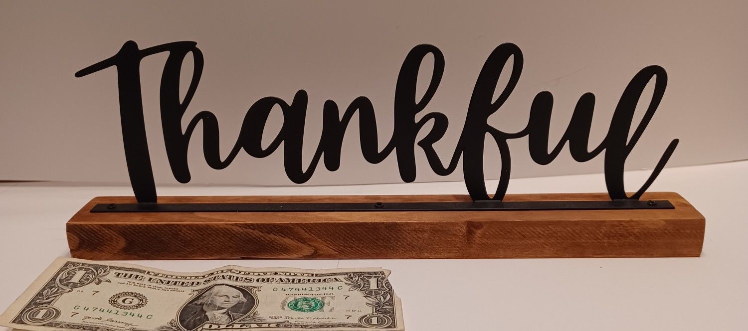 Thankful , tabletop sign