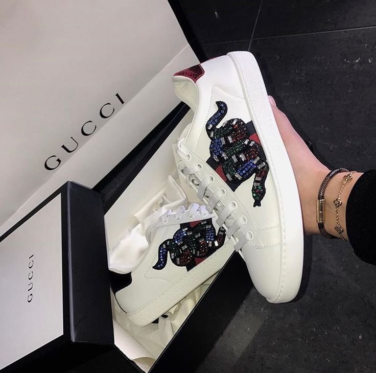 Gucci White Leather Crystal Embellished Snake Python Trim Web Detail Ace Low Top Sneakers
