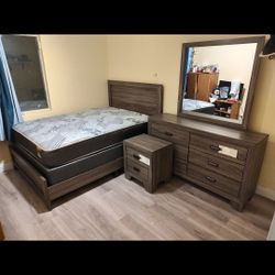 6 Pcs Bedroom Set Queen Dark Grey $699 FREE LOCAL DELIVERY & SET UP