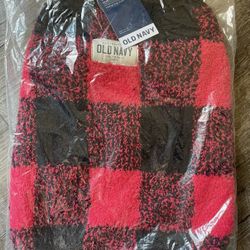 New Christmas Old Navy Red Black Buffalo Check Pet Sweater Small 
