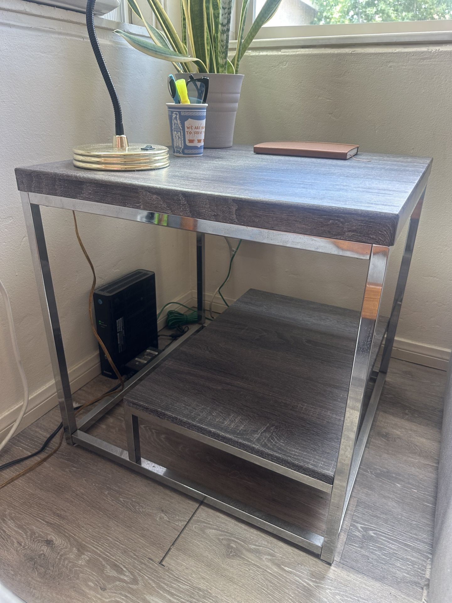Gray And Silver End Table
