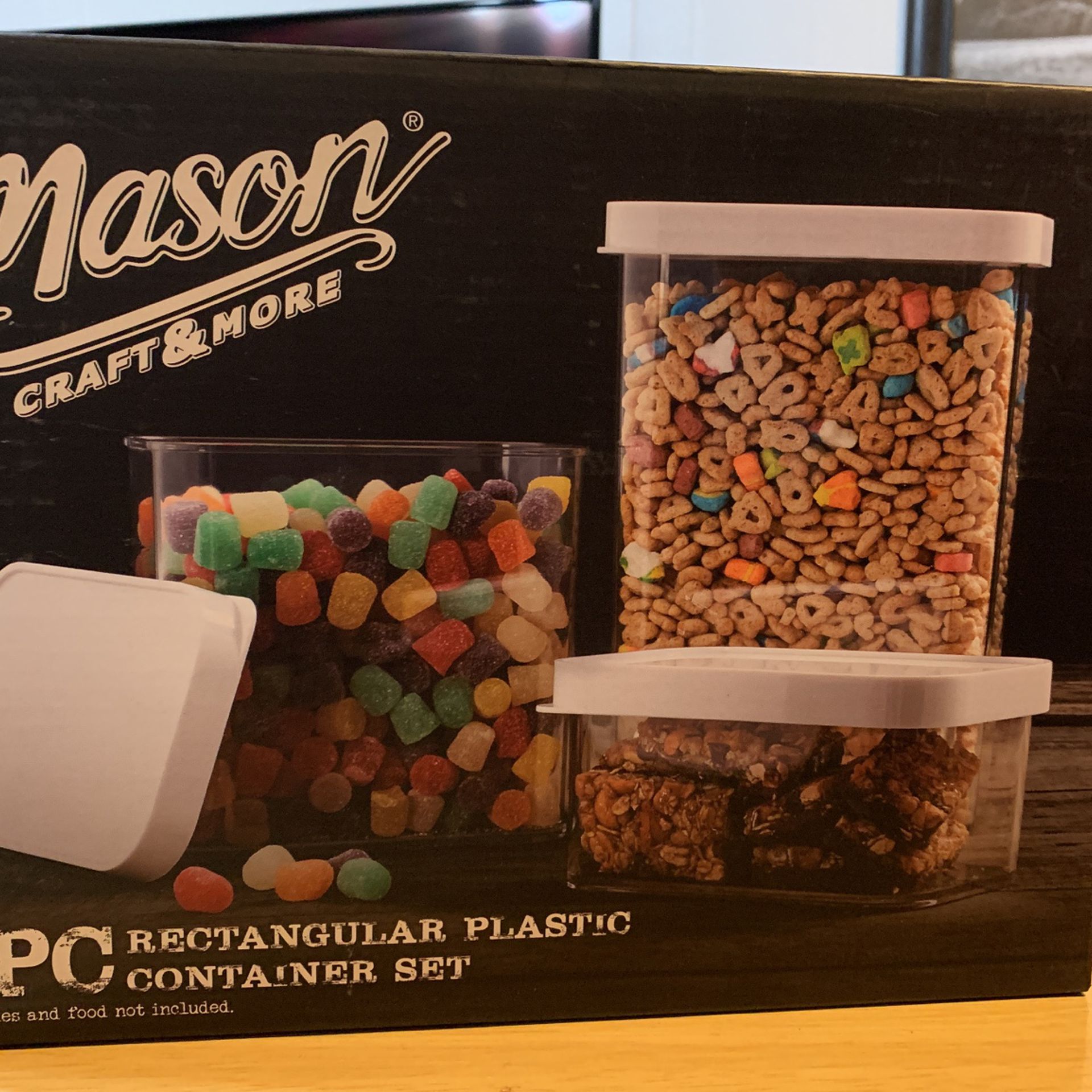 Mason craft & More (6) piece rectangular plastic container set