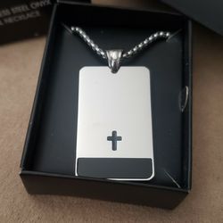 Men’s Stainless Steel Onyx Spiritual Necklace