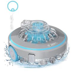 Bigzzia Cordless Robotic Pool Cleaner Powerful Suction 4000mAh Rechargeable Battery IPX8 Waterproof, Built-in Water Sensor Automatic Technology for In