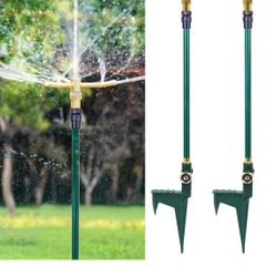 2 Pack 3-Arm Garden Sprinkler, 360 Degree Rotation Garden Water Sprinklers, High-Rise Lawn Sprinkler, Lawn Watering Irrigation System