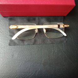 Clear Lense White Cartier Buff Glasses 