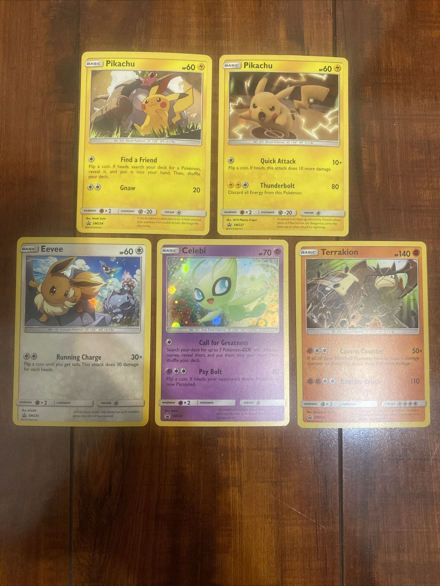 Pokemon Sun & Moon 5 Card Promo Lot! Pikachu, Celebi, Eevee & Terrakion! MP/HP