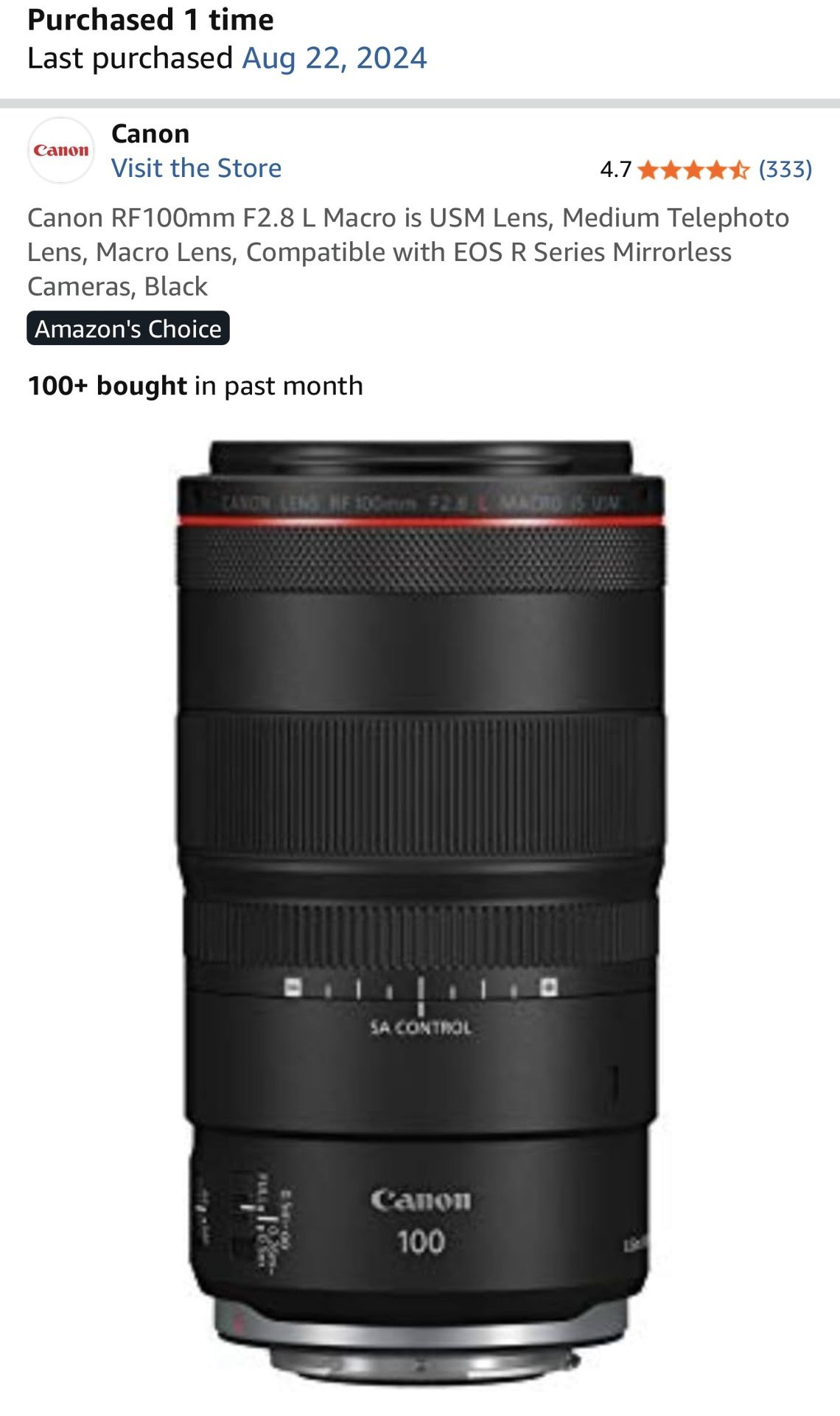 Canon RF100mm F2.8 L Macro is USM Lens, Medium Telephoto Lens, Macro Lens, Compatible with EOS R Series Mirrorless