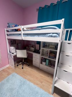 Loft bed with desk
