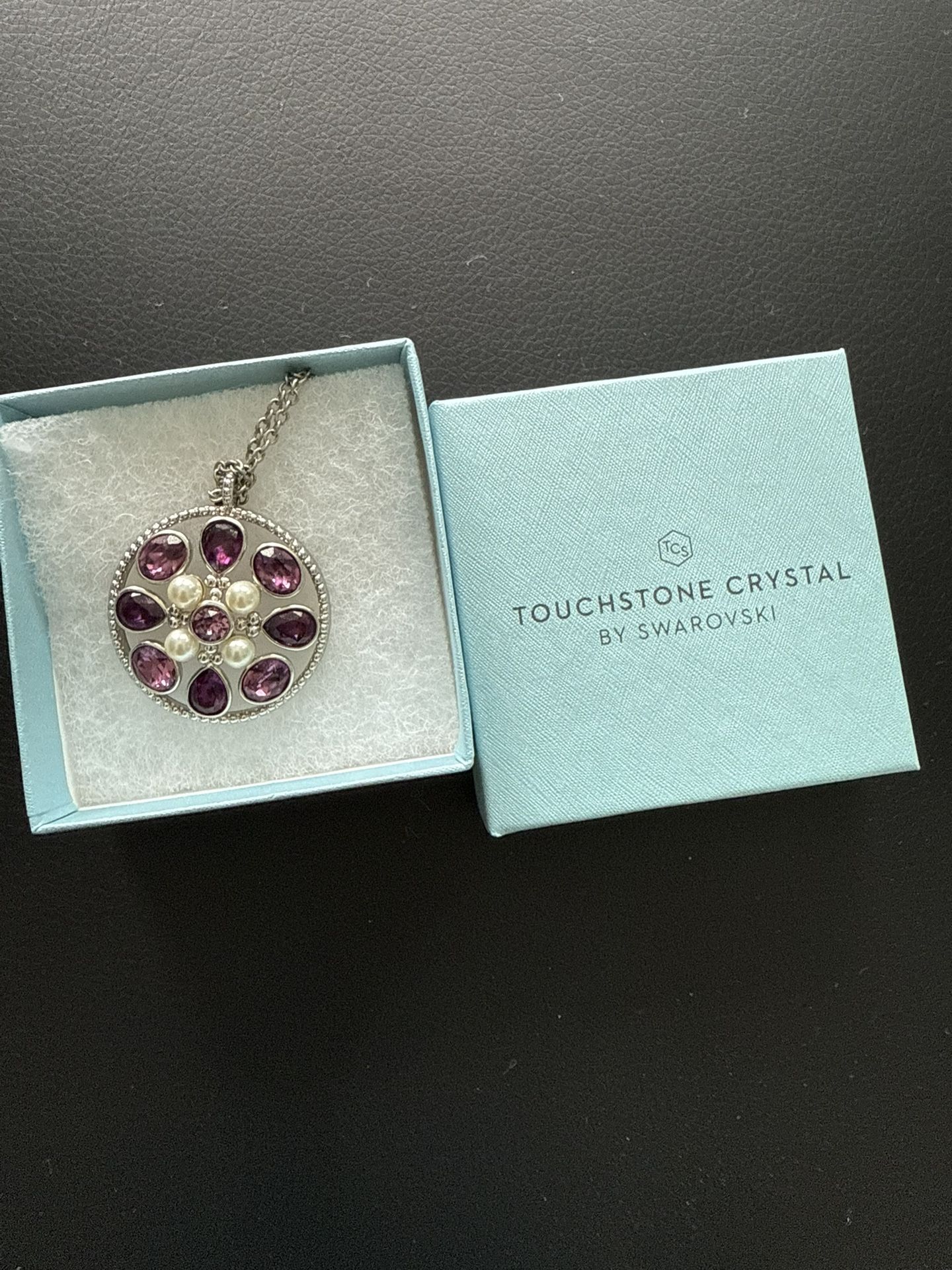 NEW touchstone crystal pendant necklace purple