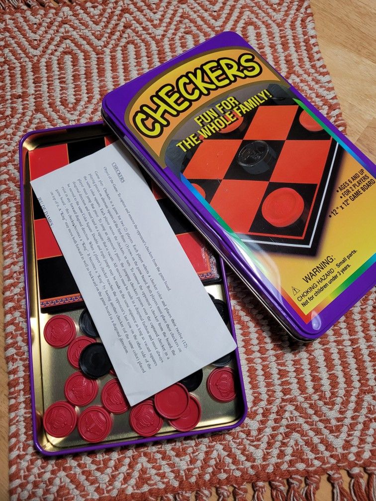 Cardinal Checkers board Game in Tin