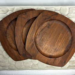 1960s MCM Gladmark Wood Charger - Square, Set of 3