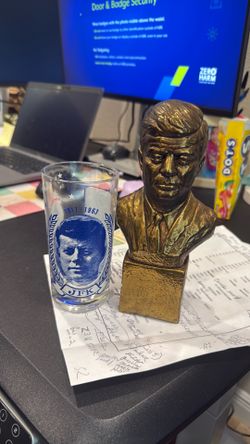 John f Kennedy bust and glass