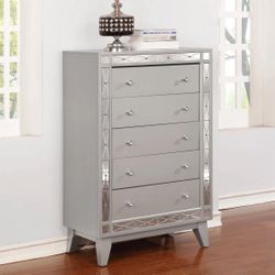 Larissa 5 Drawer Bedroom Chest Dresser Metallic Mercury