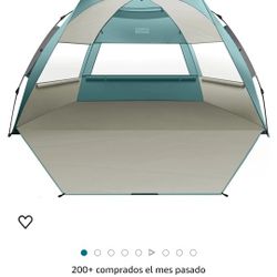 Tienda de campaña de playa para 3-4 personas, fácil instalación y portátil, toldo de refugio solar con protección UV UPF 50+, tragaluz extraíble, tama