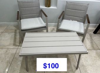 StyleWell Crystal Cape 3 Piece Metal Patio Conversation Set with Warm Grey Cushions Used like new condition $100 Pickup only  Sturdy, durable steel fr