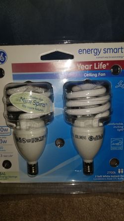 Energy smart 60w uses 13w 7 year life ceiling fan lightbulbs