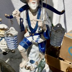 Vintage Chinese Figurines Male And Female Fishermen